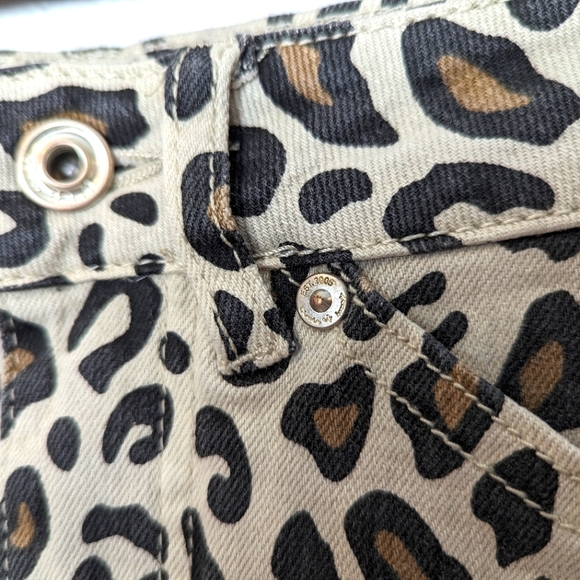 Circle of Trust Leopard Print Mini Skirt Raw Hem Stretchy Brown Tan Cheetah - Picture 12 of 14